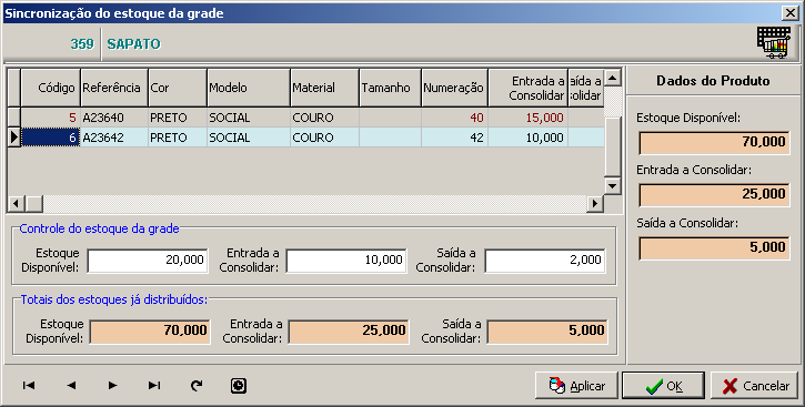 Estoque grade