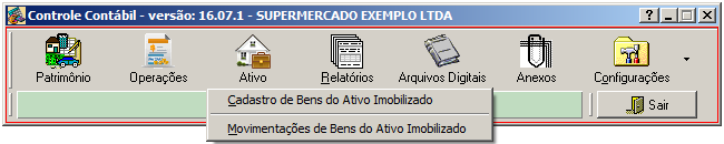 Funes disponveis no menu Operaes