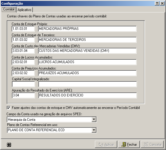 Configurao de Parmetros / Contbil