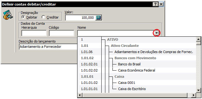 Exibe todo o Plano de Contas