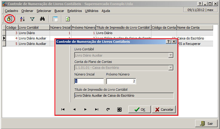Altera��o do Controle de Numera��o de Livros Cont�beis