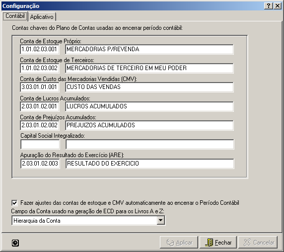 Configura��o de Par�metros / Cont�bil