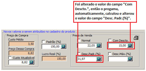 Recalcular o percentual de desconto