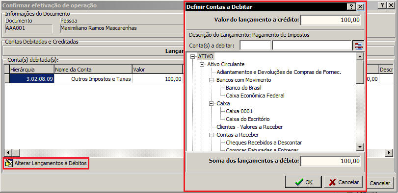 Alterar Lan�amentos � D�bitos