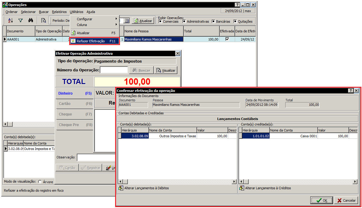 Confirmar Efetiva��o da Opera��o